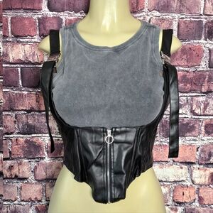 Buckle Up Baby Faux Leather Corset Top